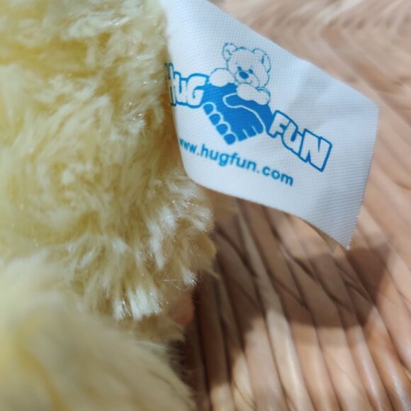Hugfun Yellow Duck Plush 7" Blue Polka Dot Bow Tie Easter Chick Stuffed Animal - Picture 5 of 6